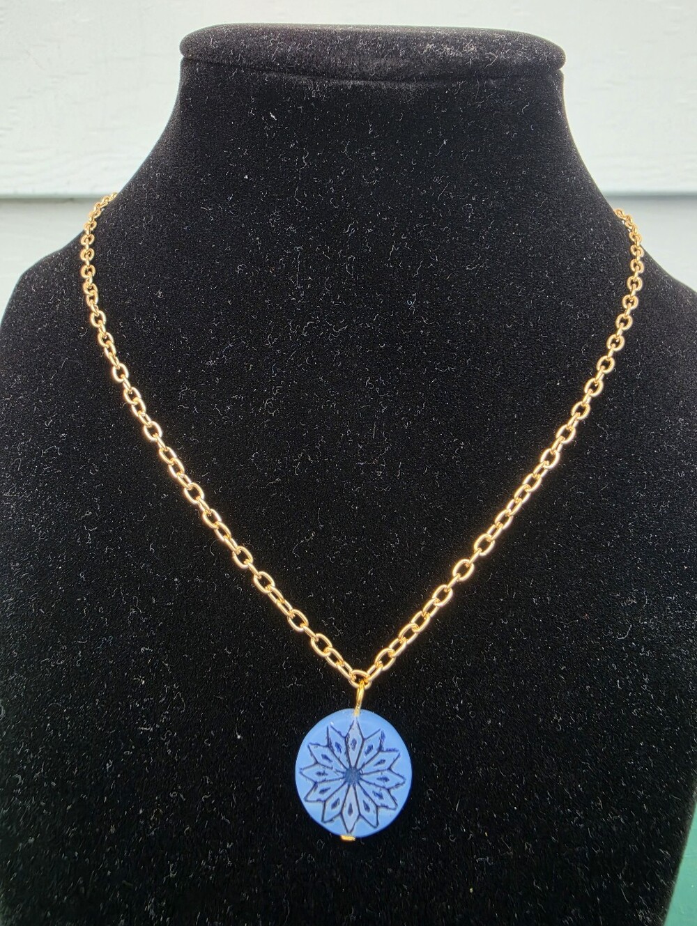Czech Glass Blue Starburst Necklace & Earring Set